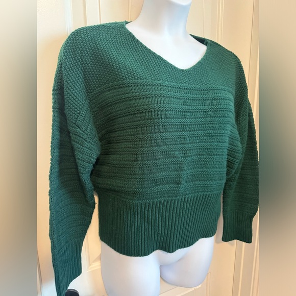 Alison Andrews Emerald Long Sleeve Multi Stitch V-Neck Sweater, Size XL - Picture 3 of 7